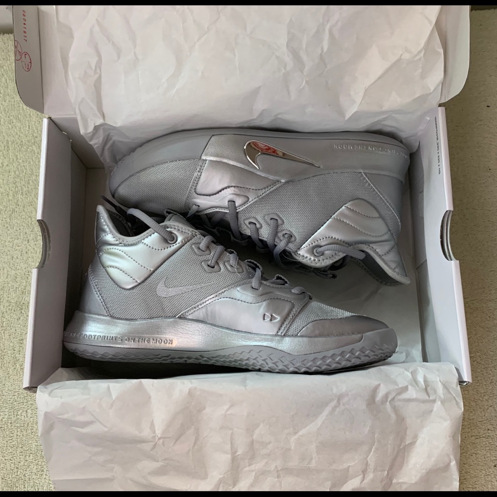 Nike PG 3 NASA 50th Reflect Silver Sz 7.5 New